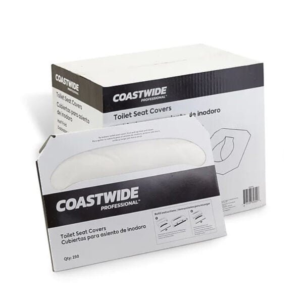 Coastwide Professional Toilet Seat Covers, 0.87" x 10.43", 250/Pack, 20 Packs